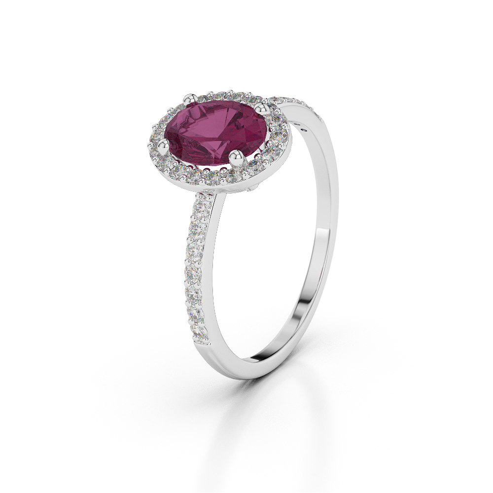 Gold / Platinum Oval Shape Ruby and Diamond Ring AGDR-1072