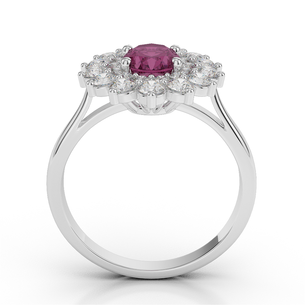 Gold / Platinum Oval Shape Ruby and Diamond Ring AGDR-1073