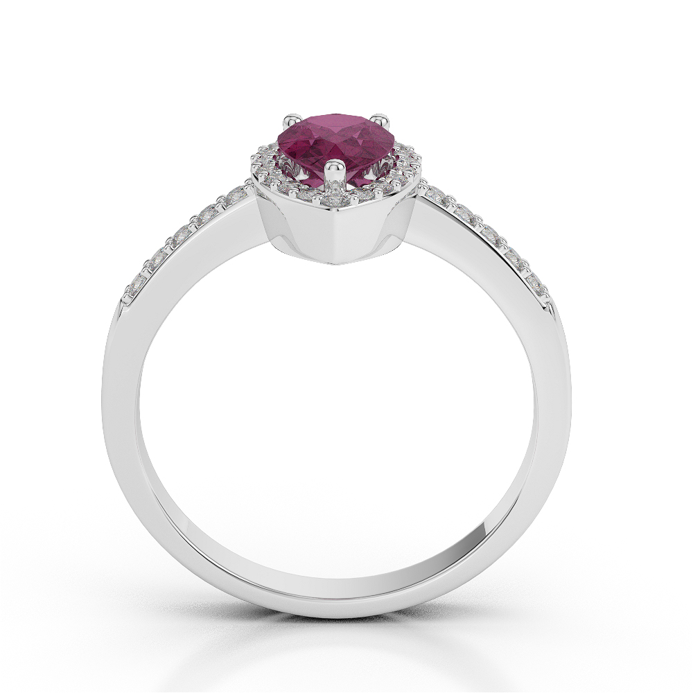 Gold / Platinum Pear Shape Ruby and Diamond Ring AGDR-1074