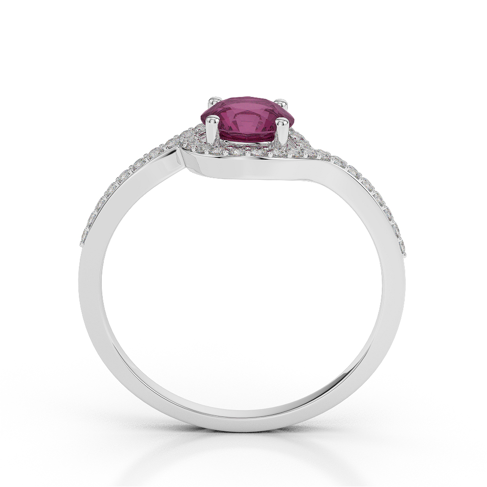 Gold / Platinum Round Shape Ruby and Diamond Ring AGDR-1076