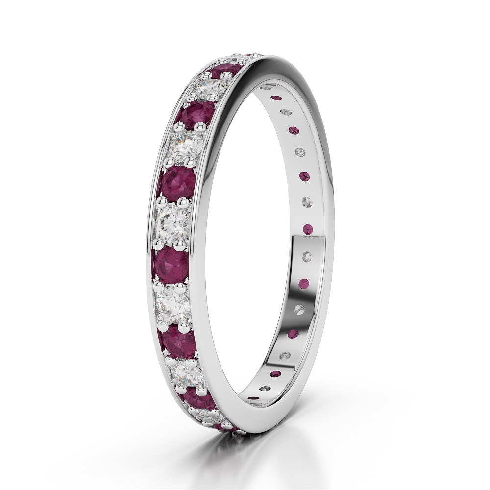 2.5 MM Gold / Platinum Round Cut Ruby and Diamond Full Eternity Ring AGDR-1079
