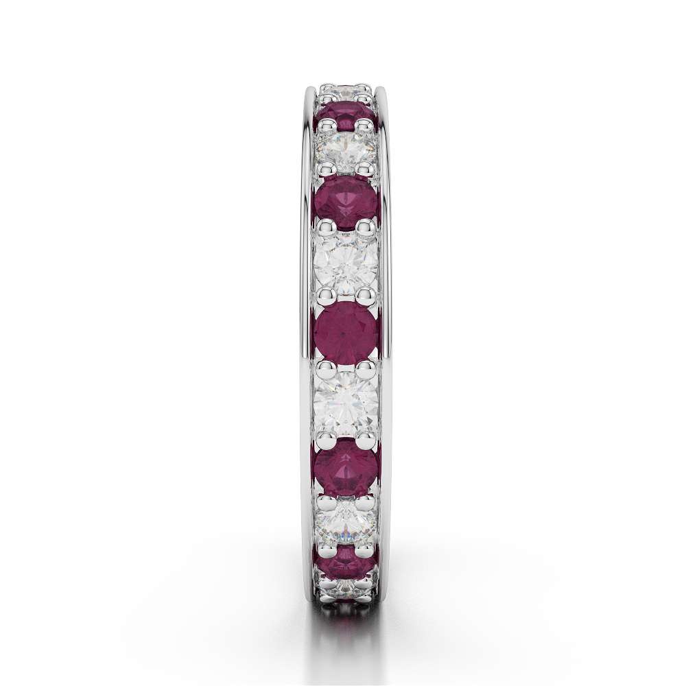 3 MM Gold / Platinum Round Cut Ruby and Diamond Full Eternity Ring AGDR-1080