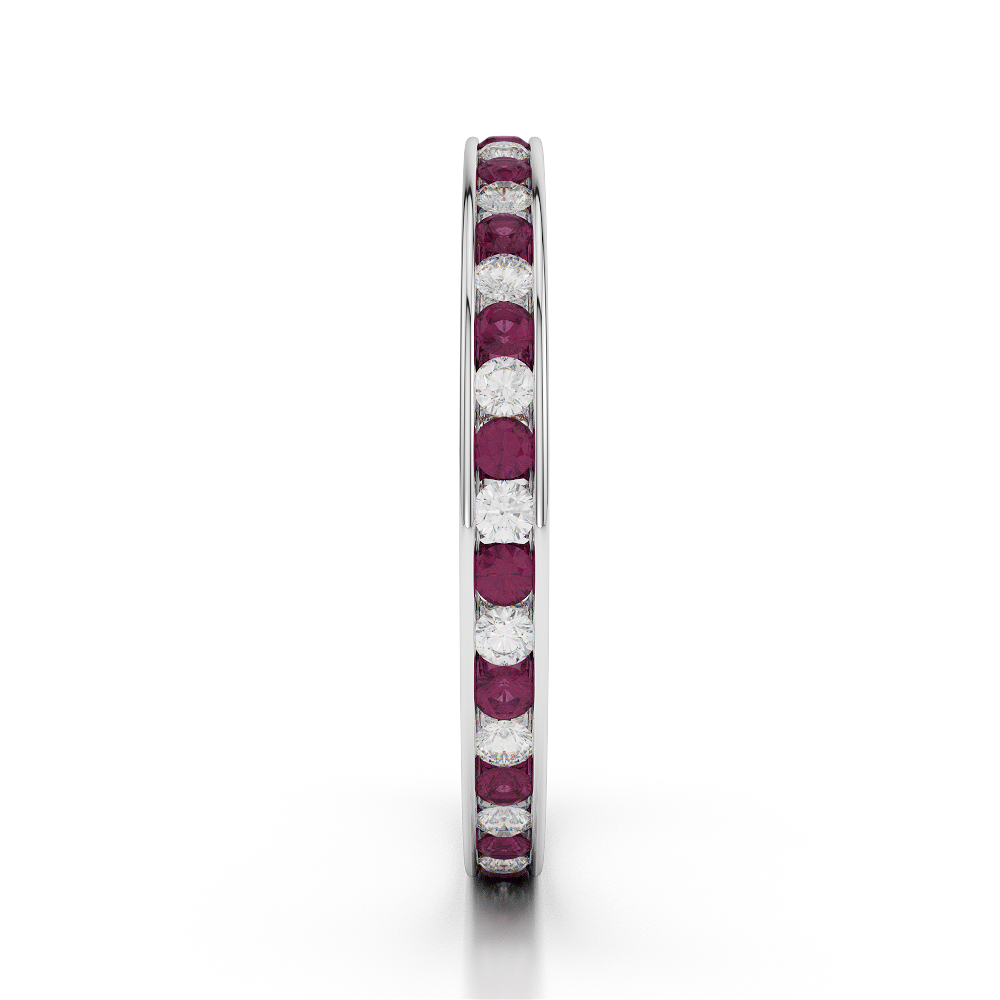 2.5 MM Gold / Platinum Round Cut Ruby and Diamond Full Eternity Ring AGDR-1086