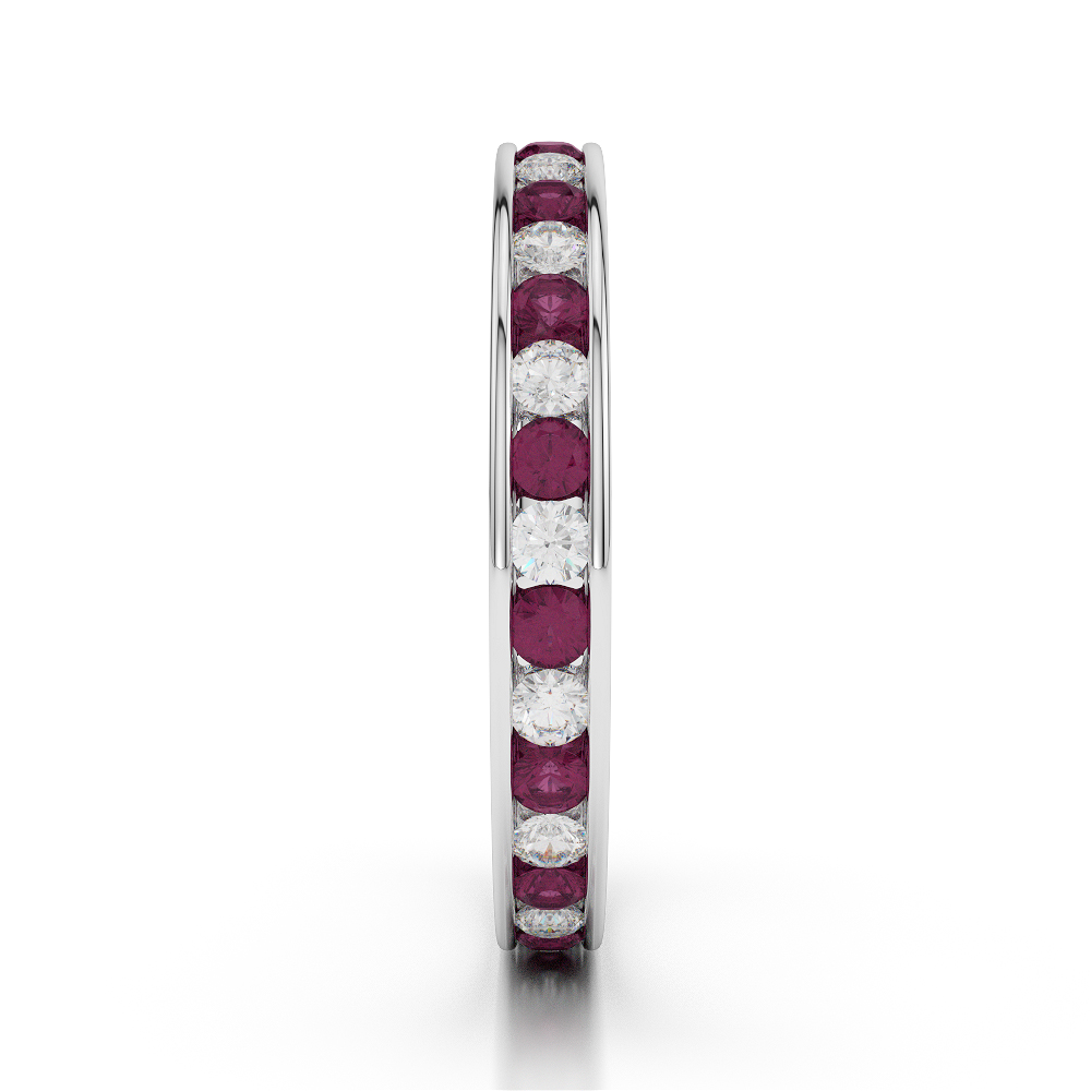 3 MM Gold / Platinum Round Cut Ruby and Diamond Full Eternity Ring AGDR-1087