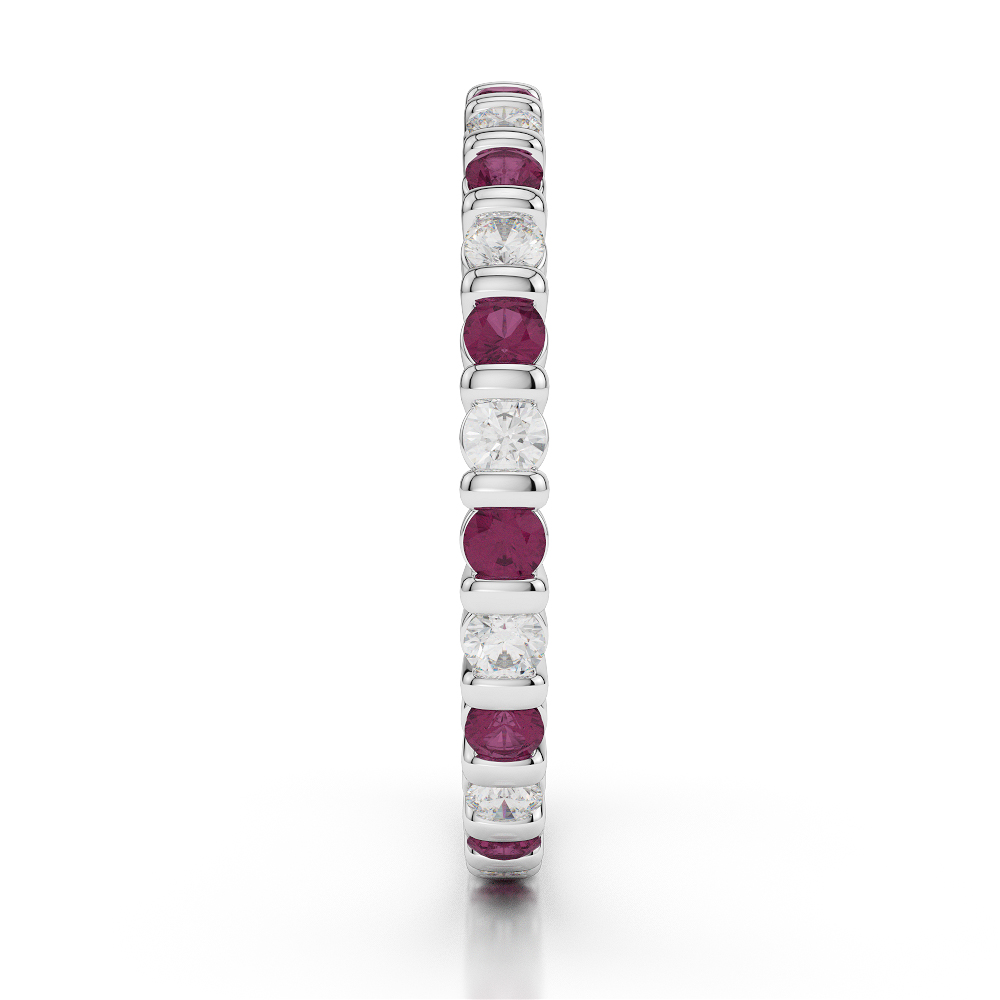 2 MM Gold / Platinum Round Cut Ruby and Diamond Full Eternity Ring AGDR-1092