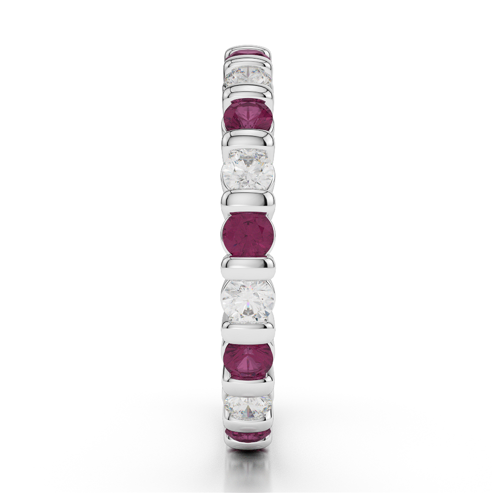 2.5 MM Gold / Platinum Round Cut Ruby and Diamond Full Eternity Ring AGDR-1093