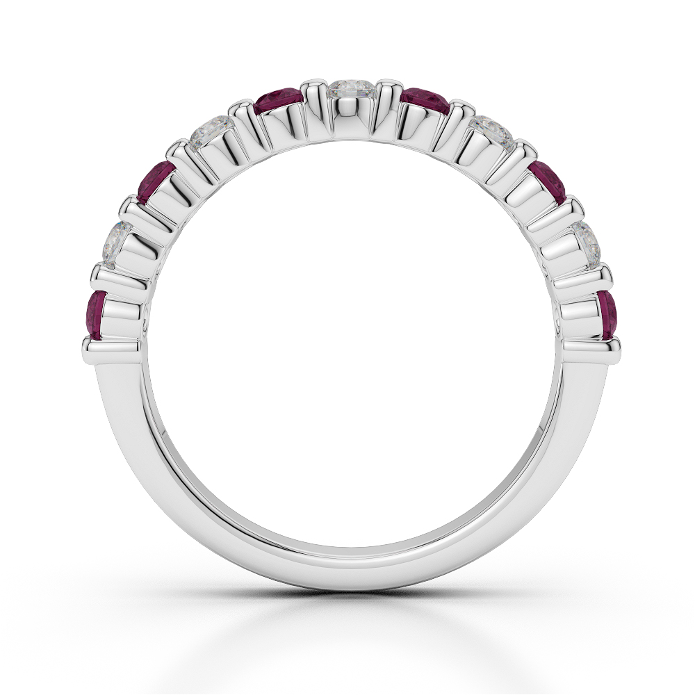 2.5 MM Gold / Platinum Round Cut Ruby and Diamond Half Eternity Ring AGDR-1096