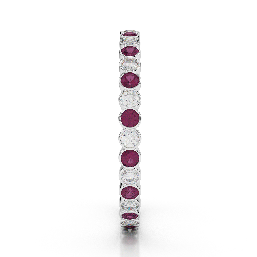 2 MM Gold / Platinum Round Cut Ruby and Diamond Full Eternity Ring AGDR-1098