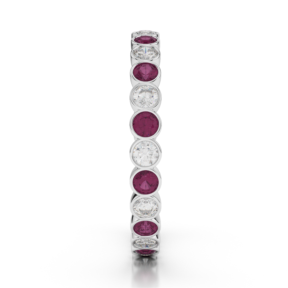 2.5 MM Gold / Platinum Round Cut Ruby and Diamond Full Eternity Ring AGDR-1099