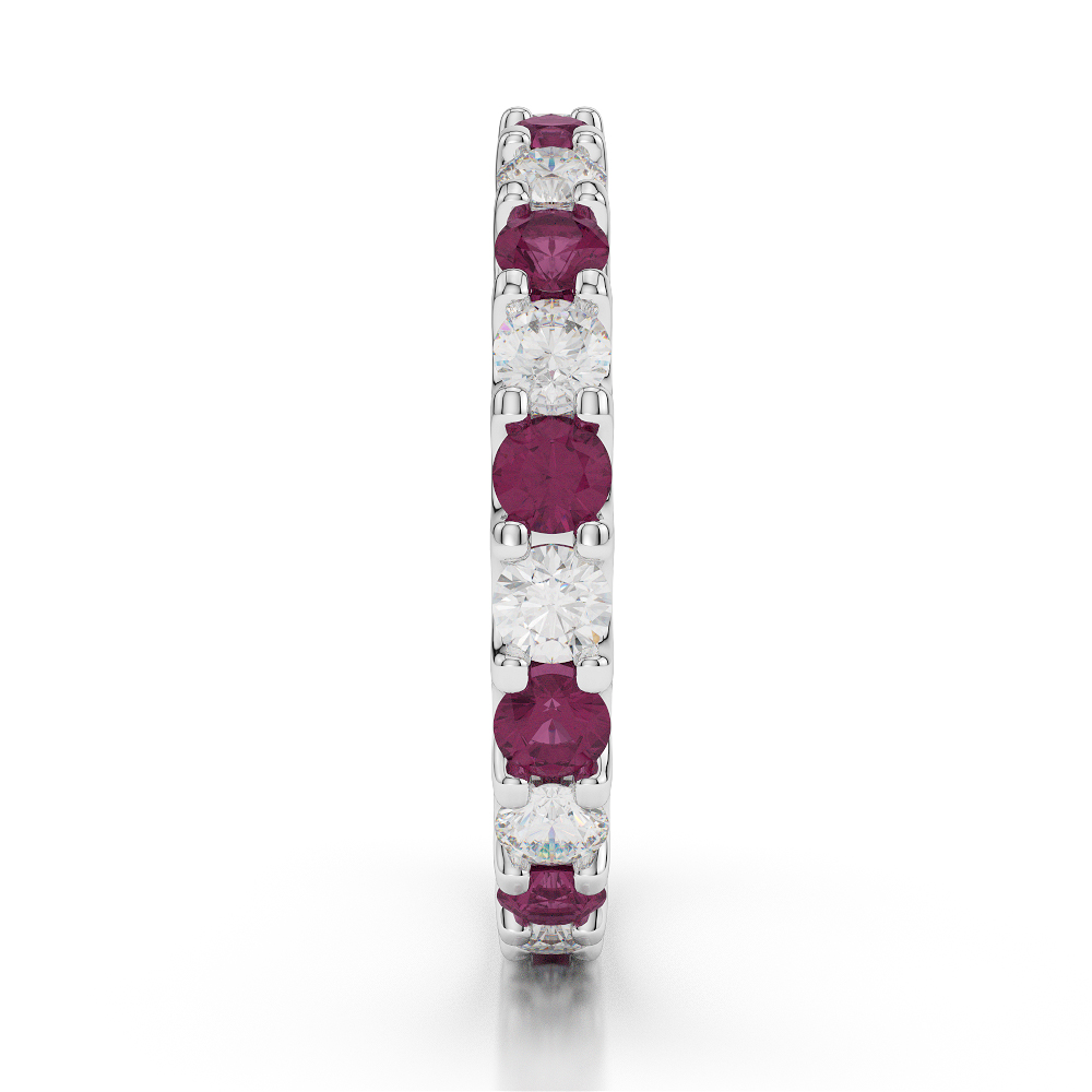 2.5 MM Gold / Platinum Round Cut Ruby and Diamond Full Eternity Ring AGDR-1105