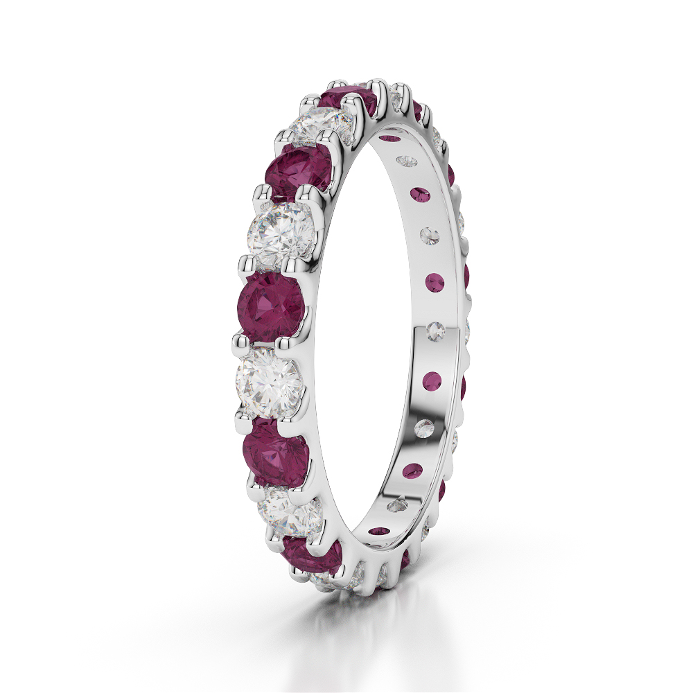 2.5 MM Gold / Platinum Round Cut Ruby and Diamond Full Eternity Ring AGDR-1105