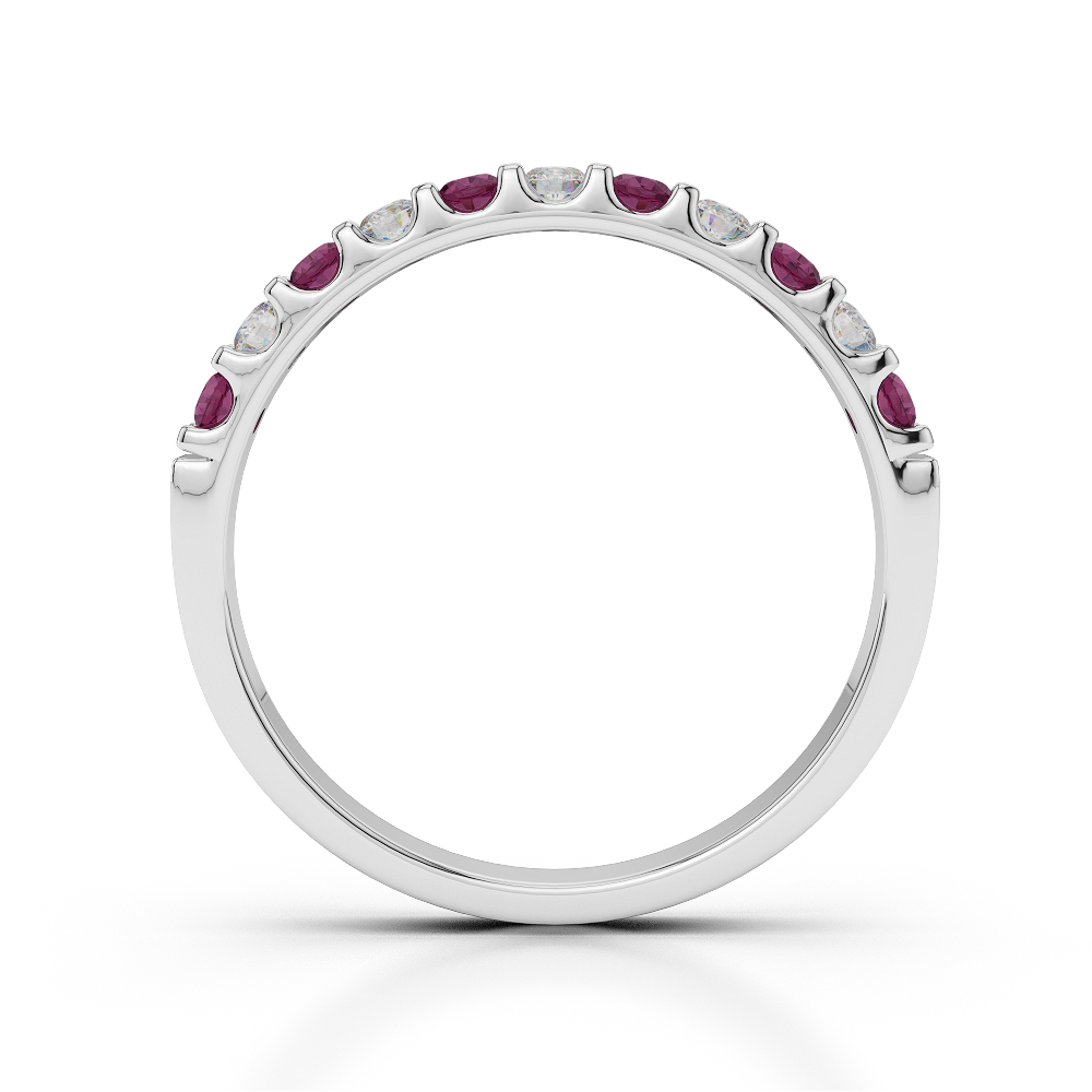 2 MM Gold / Platinum Round Cut Ruby and Diamond Half Eternity Ring AGDR-1107