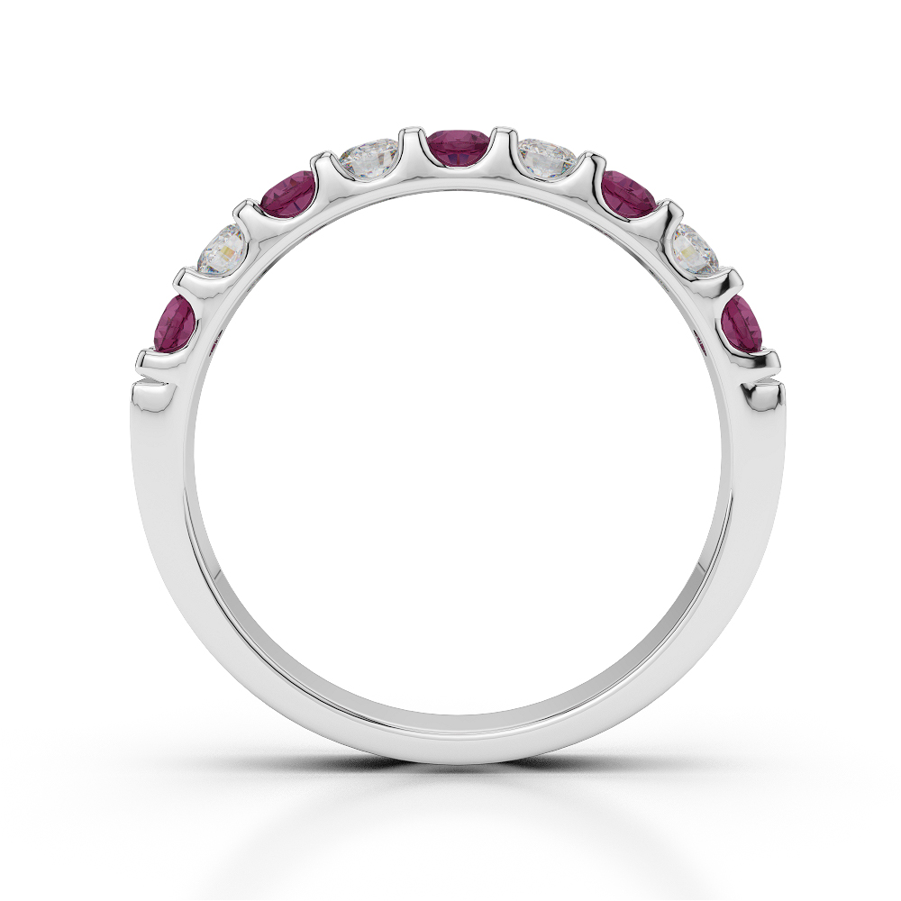 2.5 MM Gold / Platinum Round Cut Ruby and Diamond Half Eternity Ring AGDR-1108