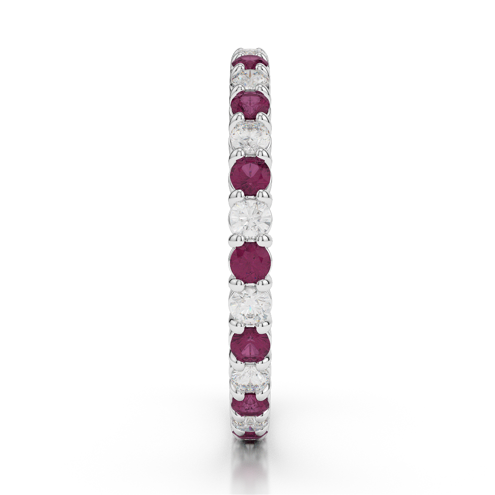 2 MM Gold / Platinum Round Cut Ruby and Diamond Full Eternity Ring AGDR-1110