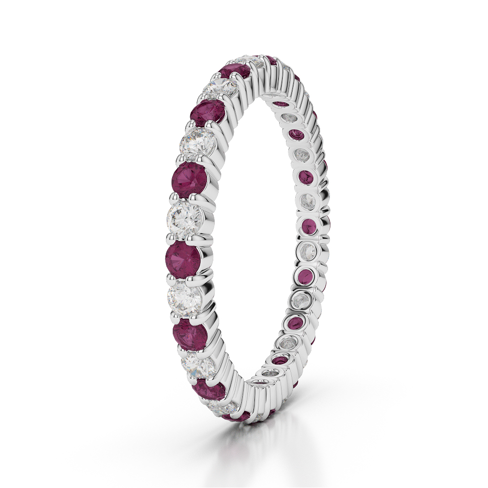2 MM Gold / Platinum Round Cut Ruby and Diamond Full Eternity Ring AGDR-1110