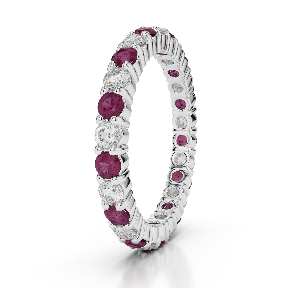 2.5 MM Gold / Platinum Round Cut Ruby and Diamond Full Eternity Ring AGDR-1111