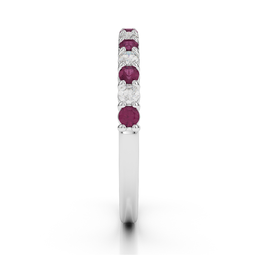 2 MM Gold / Platinum Round Cut Ruby and Diamond Half Eternity Ring AGDR-1113