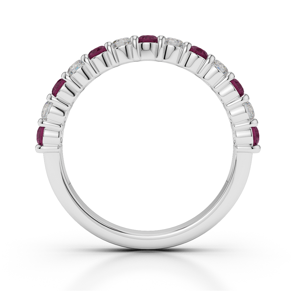 2.5 MM Gold / Platinum Round Cut Ruby and Diamond Half Eternity Ring AGDR-1114