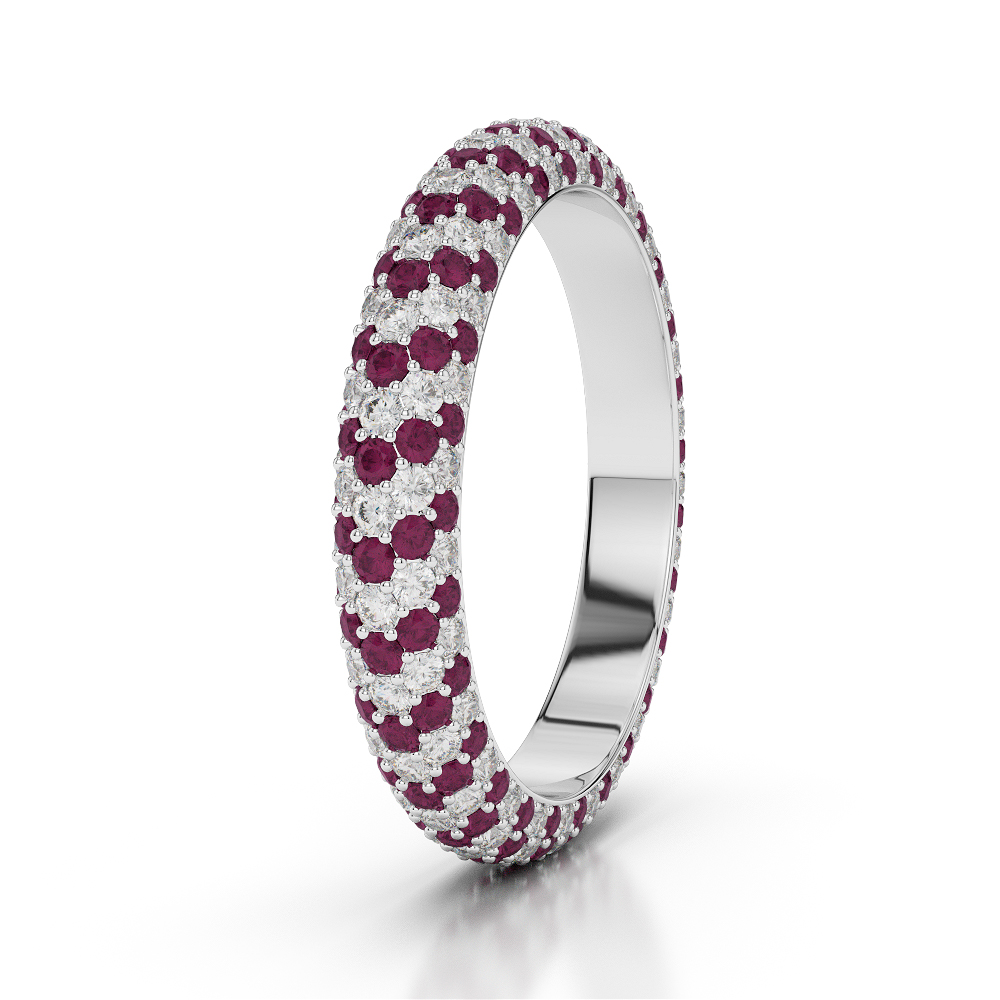 4 MM Gold / Platinum Round Cut Ruby and Diamond Full Eternity Ring AGDR-1116