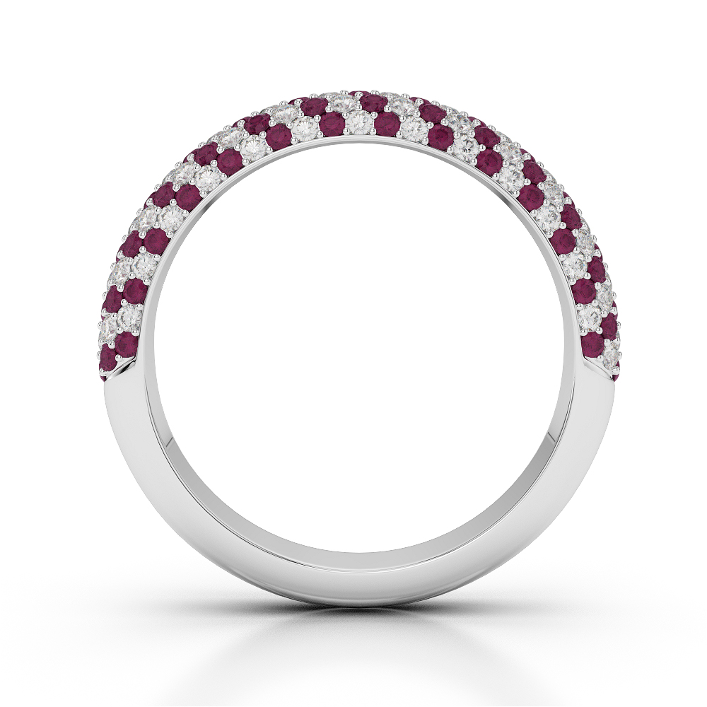 4 MM Gold / Platinum Round Cut Ruby and Diamond Half Eternity Ring AGDR-1118