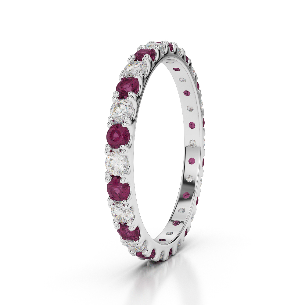 2 MM Gold / Platinum Round Cut Ruby and Diamond Full Eternity Ring AGDR-1120