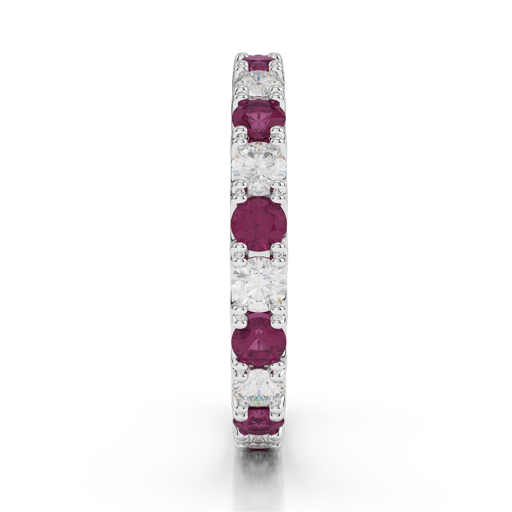 2.5 MM Gold / Platinum Round Cut Ruby and Diamond Full Eternity Ring AGDR-1121