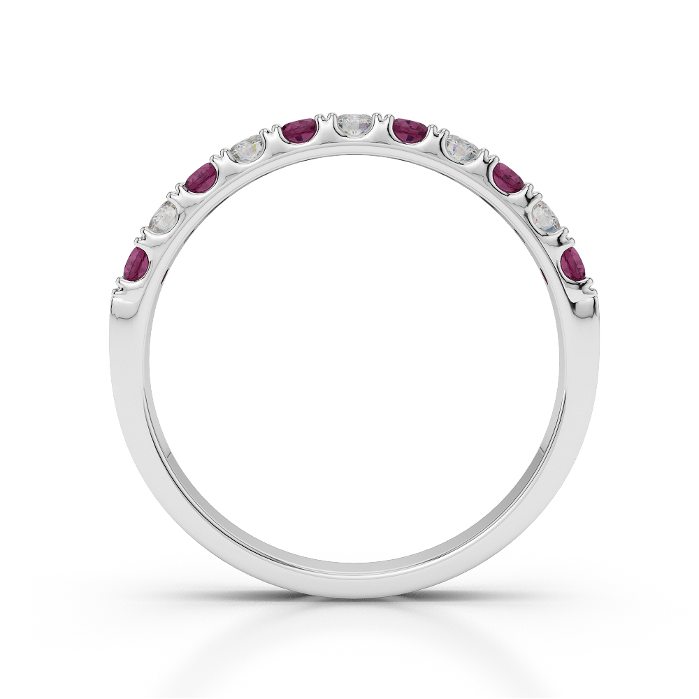 2 MM Gold / Platinum Round Cut Ruby and Diamond Half Eternity Ring AGDR-1123