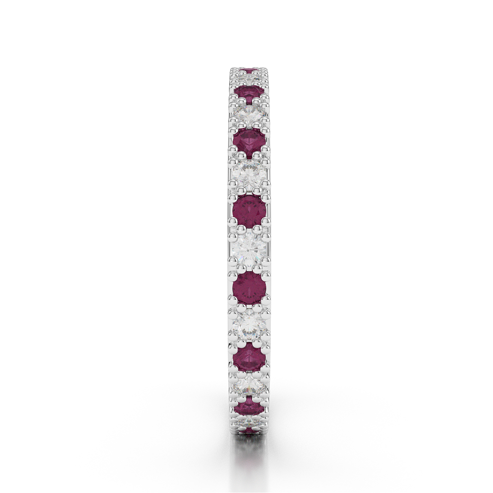 2 MM Gold / Platinum Round Cut Ruby and Diamond Full Eternity Ring AGDR-1126