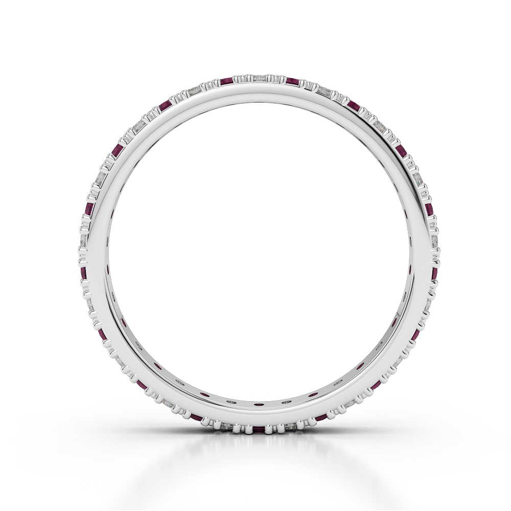 2 MM Gold / Platinum Round Cut Ruby and Diamond Full Eternity Ring AGDR-1126
