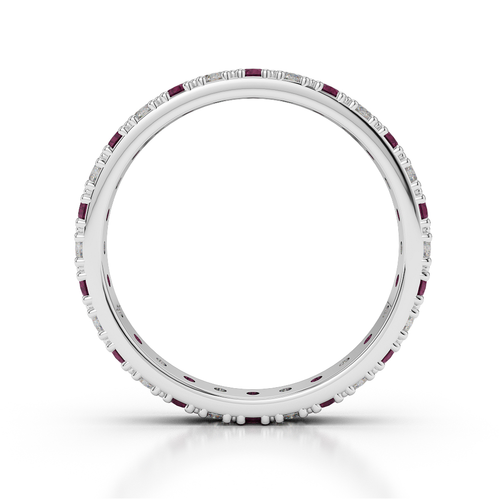 2.5 MM Gold / Platinum Round Cut Ruby and Diamond Full Eternity Ring AGDR-1127