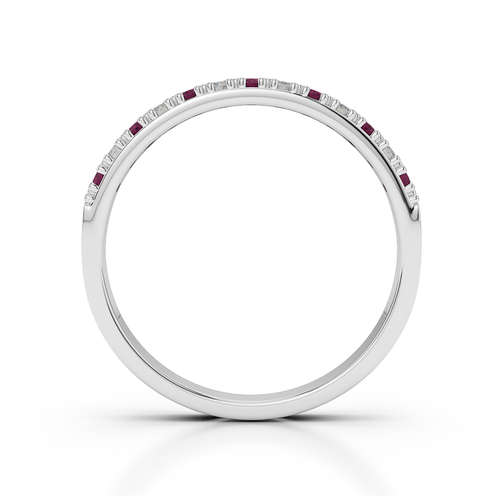 2.5 MM Gold / Platinum Round Cut Ruby and Diamond Half Eternity Ring AGDR-1129