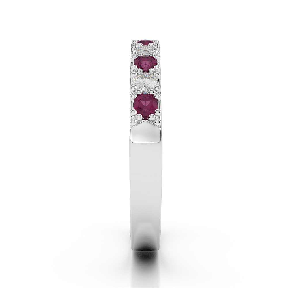 3 MM Gold / Platinum Round Cut Ruby and Diamond Half Eternity Ring AGDR-1130