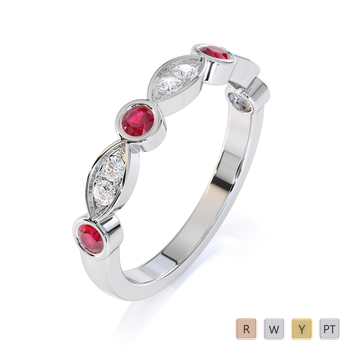 Ruby and diamond half eternity ring sales