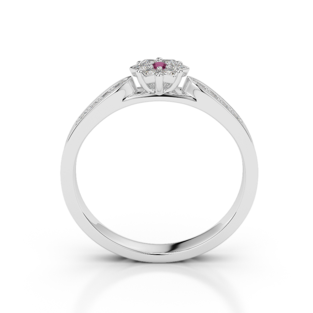 Gold / Platinum Round Cut Ruby and Diamond Engagement Ring AGDR-1162
