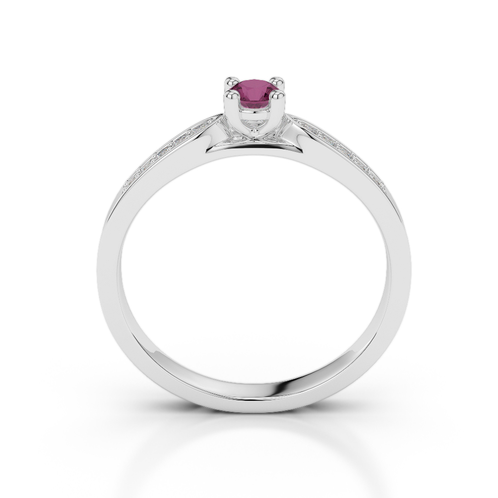 Gold / Platinum Round Cut Ruby and Diamond Engagement Ring AGDR-1165