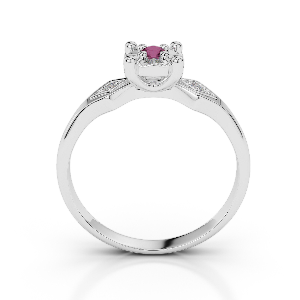 Gold / Platinum Round Cut Ruby and Diamond Engagement Ring AGDR-1169