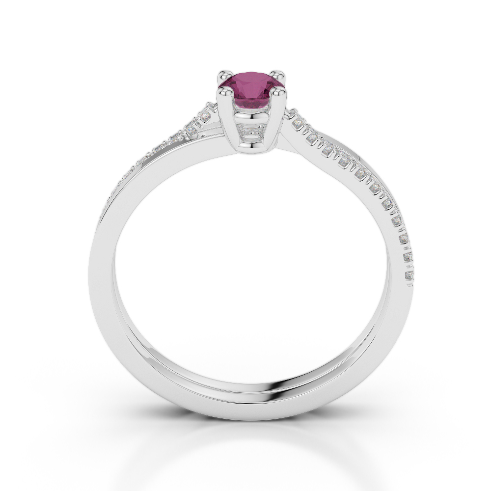 Gold / Platinum Round Cut Ruby and Diamond Engagement Ring AGDR-1170