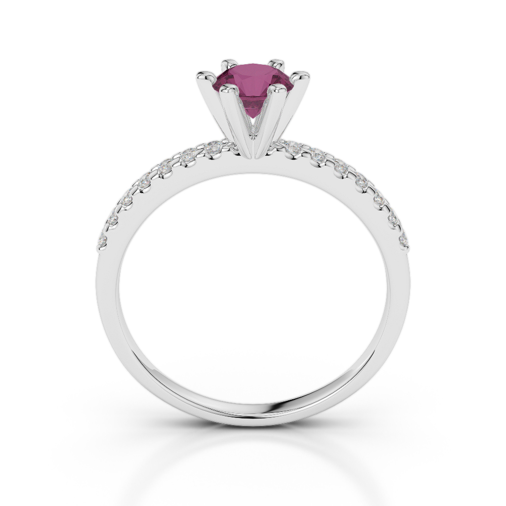 Gold / Platinum Round Cut Ruby and Diamond Engagement Ring AGDR-1172