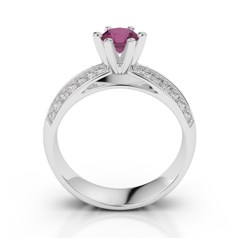 Gold / Platinum Round Cut Ruby and Diamond Engagement Ring AGDR-1174