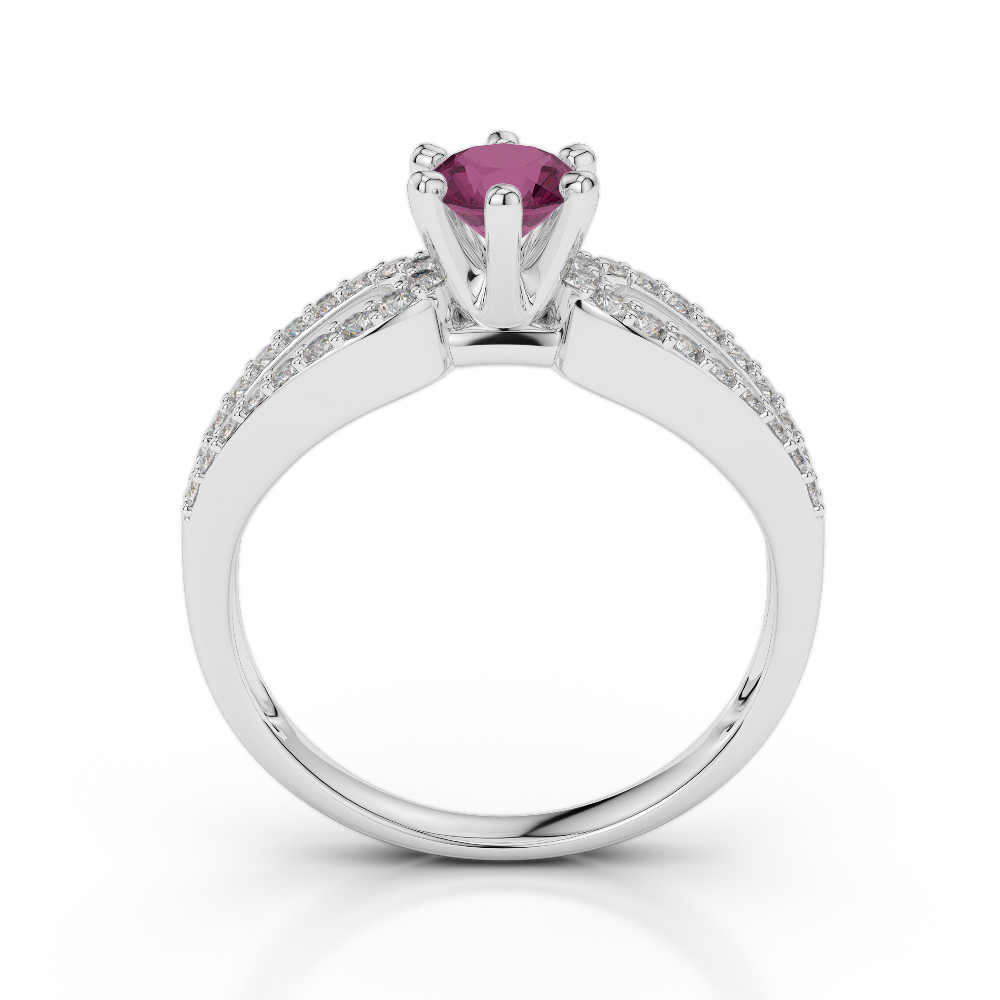 Gold / Platinum Round Cut Ruby and Diamond Engagement Ring AGDR-1175