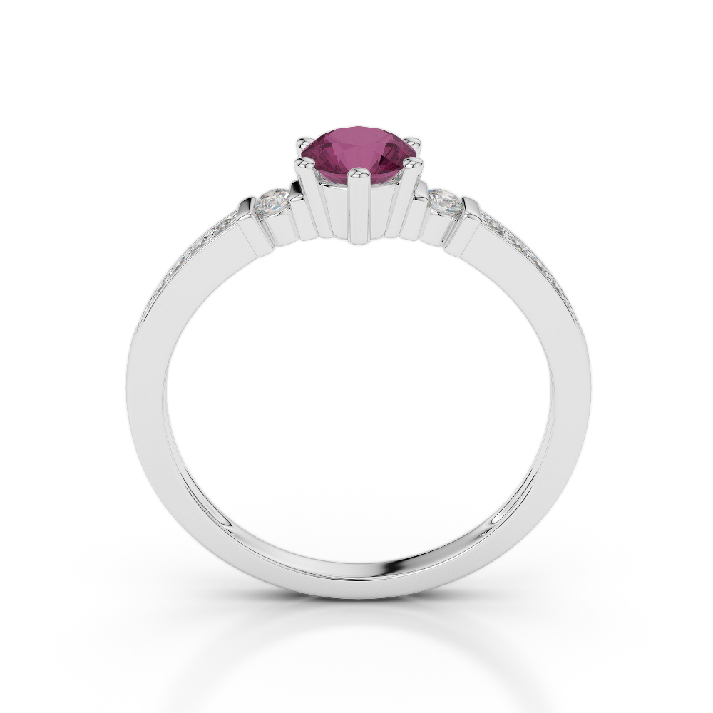 Gold / Platinum Round Cut Ruby and Diamond Engagement Ring AGDR-1177
