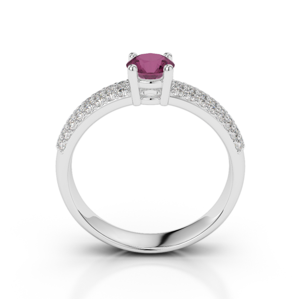 Gold / Platinum Round Cut Ruby and Diamond Engagement Ring AGDR-1179