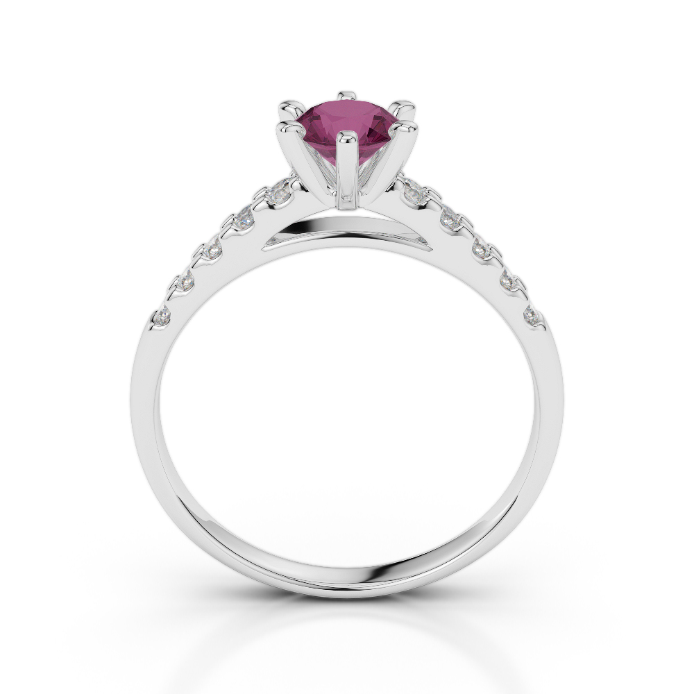 Gold / Platinum Round Cut Ruby and Diamond Engagement Ring AGDR-1180