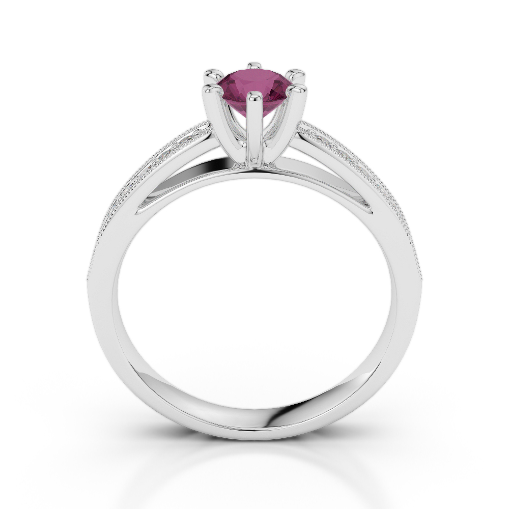 Gold / Platinum Round Cut Ruby and Diamond Engagement Ring AGDR-1181