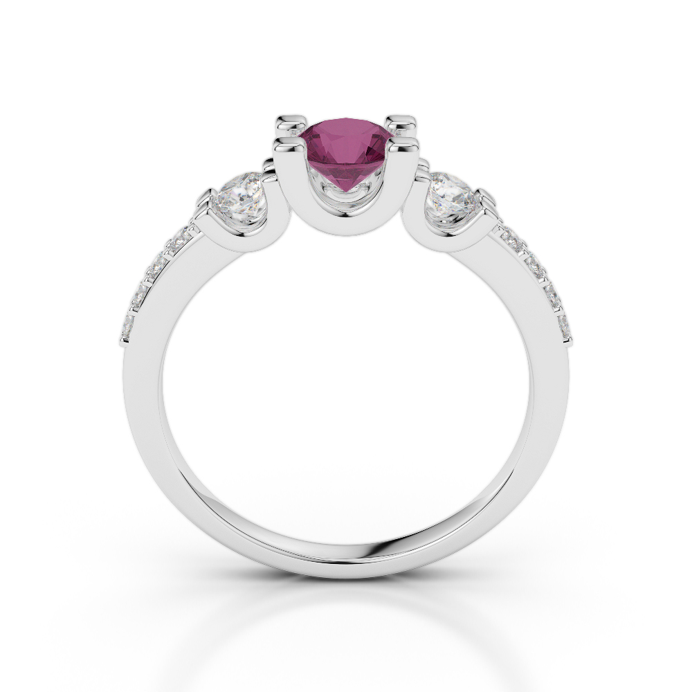 Gold / Platinum Round Cut Ruby and Diamond Engagement Ring AGDR-1182