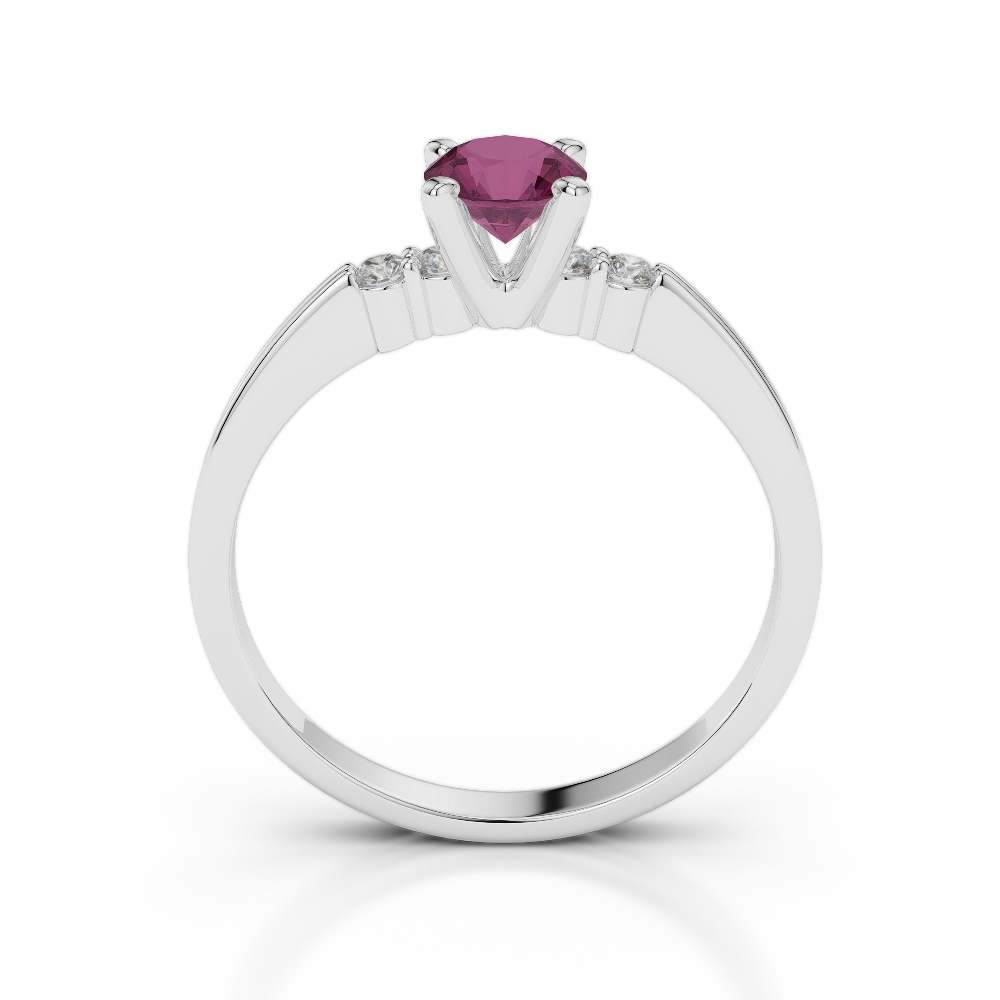 Gold / Platinum Round Cut Ruby and Diamond Engagement Ring AGDR-1185