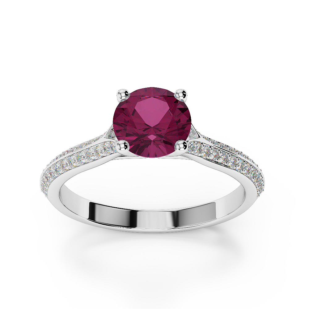 Gold / Platinum Round Cut Ruby and Diamond Engagement Ring AGDR-1200