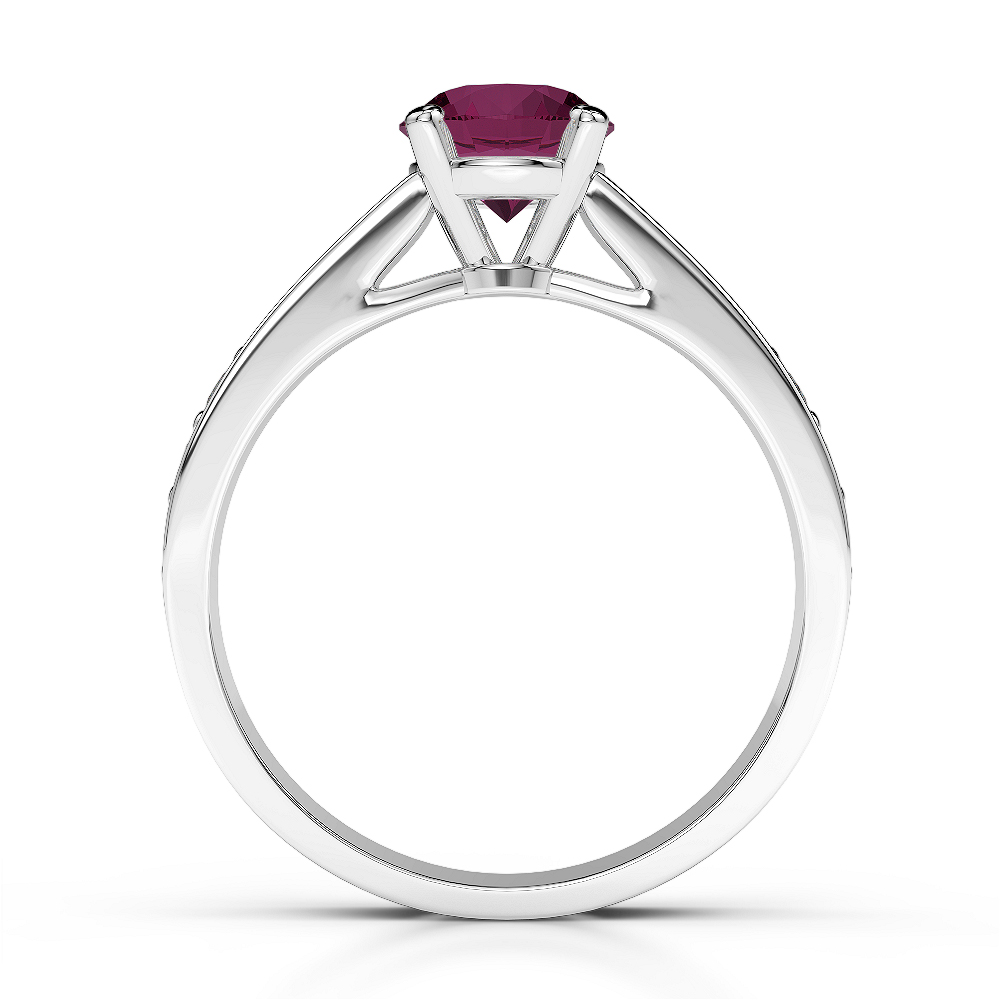 Gold / Platinum Round Cut Ruby and Diamond Engagement Ring AGDR-1202