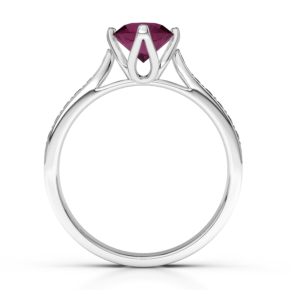Gold / Platinum Round Cut Ruby and Diamond Engagement Ring AGDR-1204