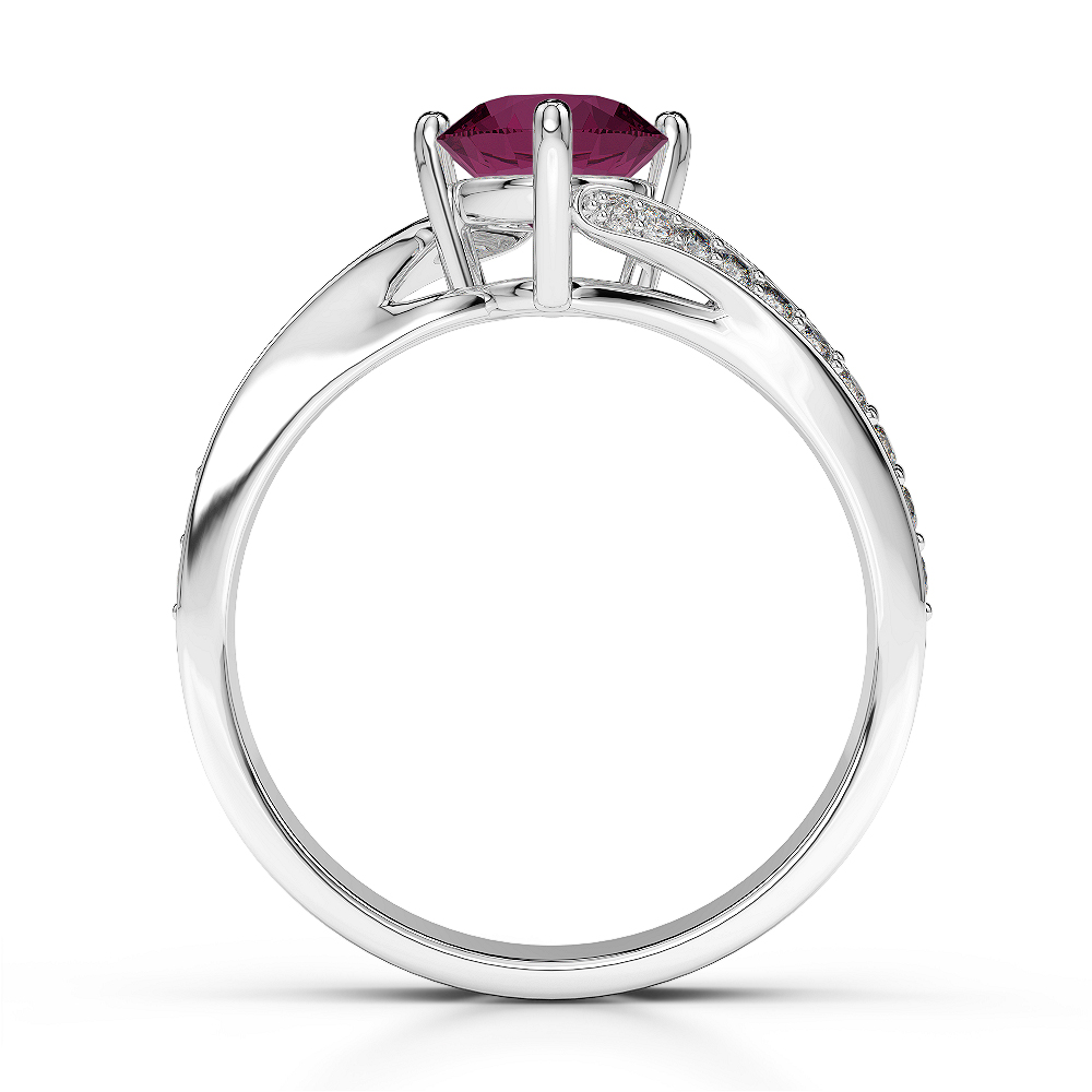 Gold / Platinum Round Cut Ruby and Diamond Engagement Ring AGDR-1207